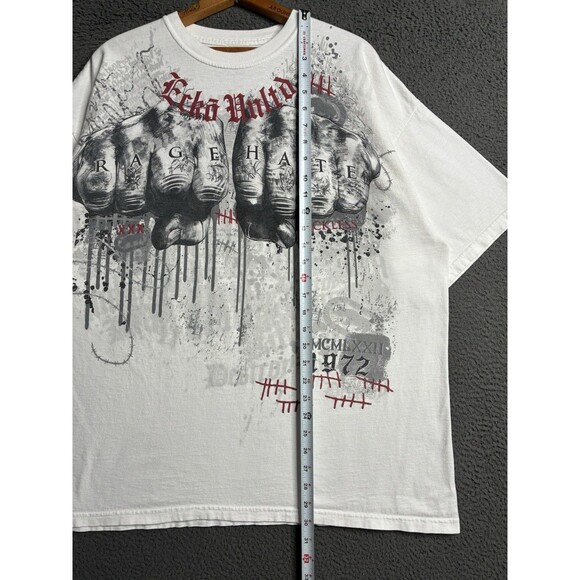 Y2K Eckō Unltd T-Shirt Mens 2XL White Double Sided Grunge Mma Cyber - Picture 13 of 13